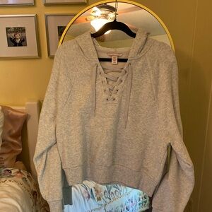 Victorias Secret cotton fleece lace up hoodie